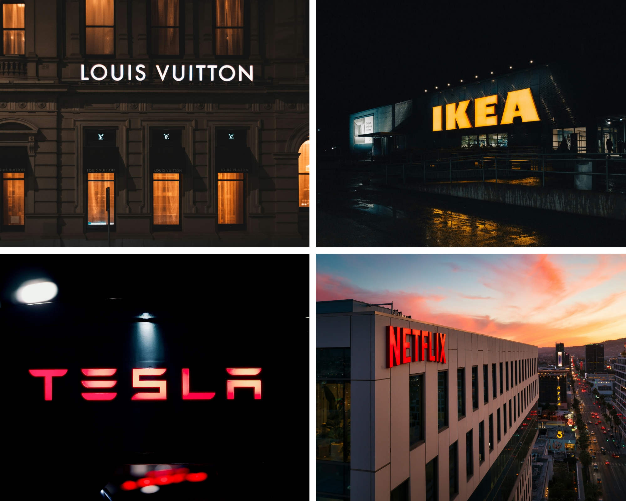 green pink simple photo collage 1 Navigating Success: Why Global Giants are Scaling in South Korea in 2026 Collage of 4 pictures showing the signs of the brands mentioned in the article.